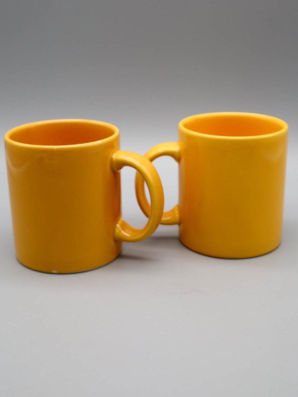 Set of 2 Waechtersbach Fun Factory Yellow Ceramic Coffee Mugs Cups Spain